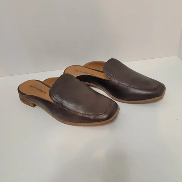 Lucky Brand brown leather slide on loafers women size 8M - Picture 5 of 10